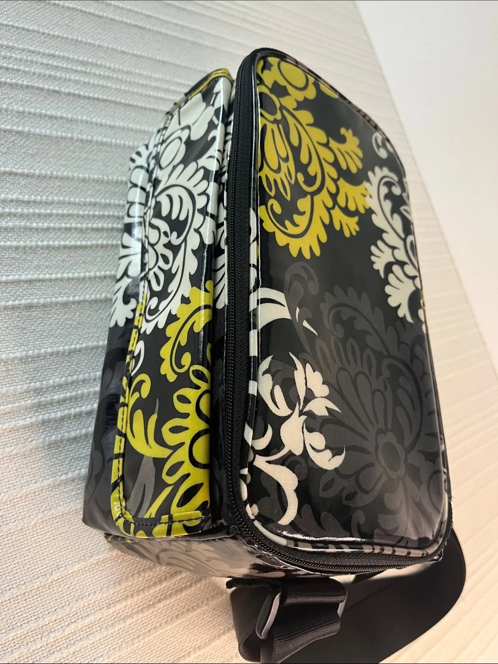 Vera Bradley Black Yellow Floral Shoulder Cosmetic Case